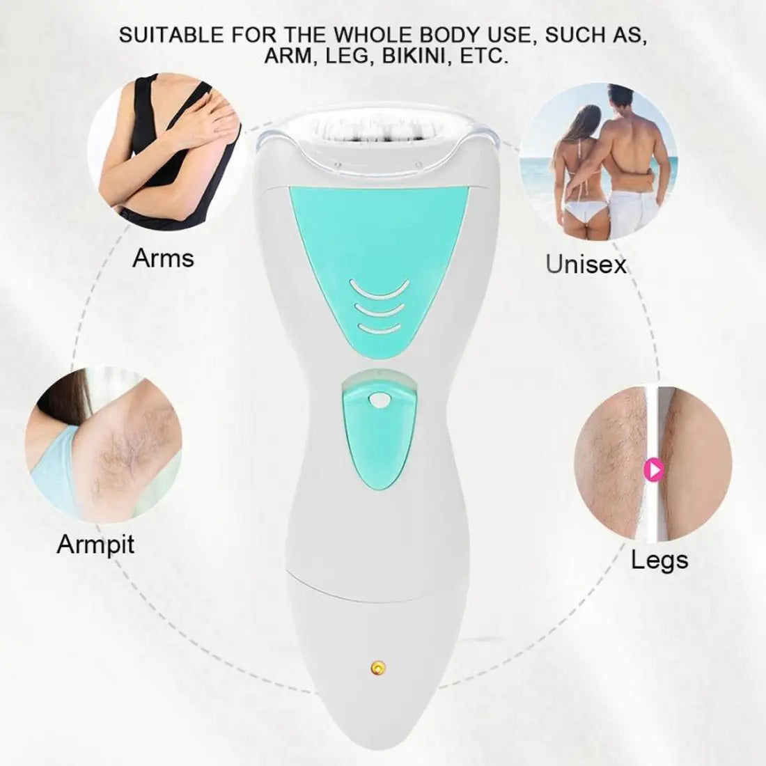 Эпилятор Gemei GM-7006 4в1 - Профеcсиональный беспроводной эпилятор бритва с насадками триммер + пемза