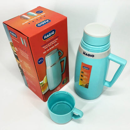 Термос Magio MG-1051B со стеклянной колбой, Хороший небольшой термос, Термос для воды. Цвет: голубой