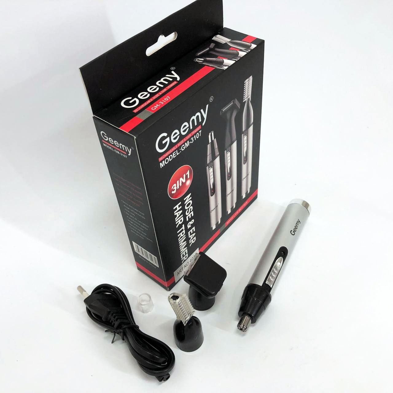 Триммер для носа и ушей GEMEI GM-3107 3в1, электробритва с насадками для бороды, тример для бороды