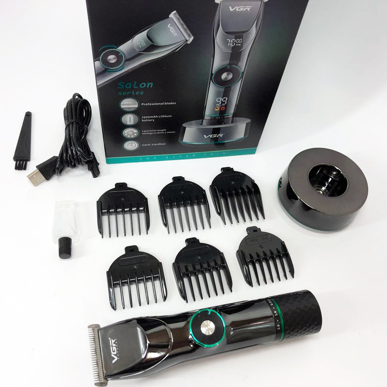 Профессиональная беспроводная машинка для стрижки волос и бороды VGR V-256, беспроводная электробритва
