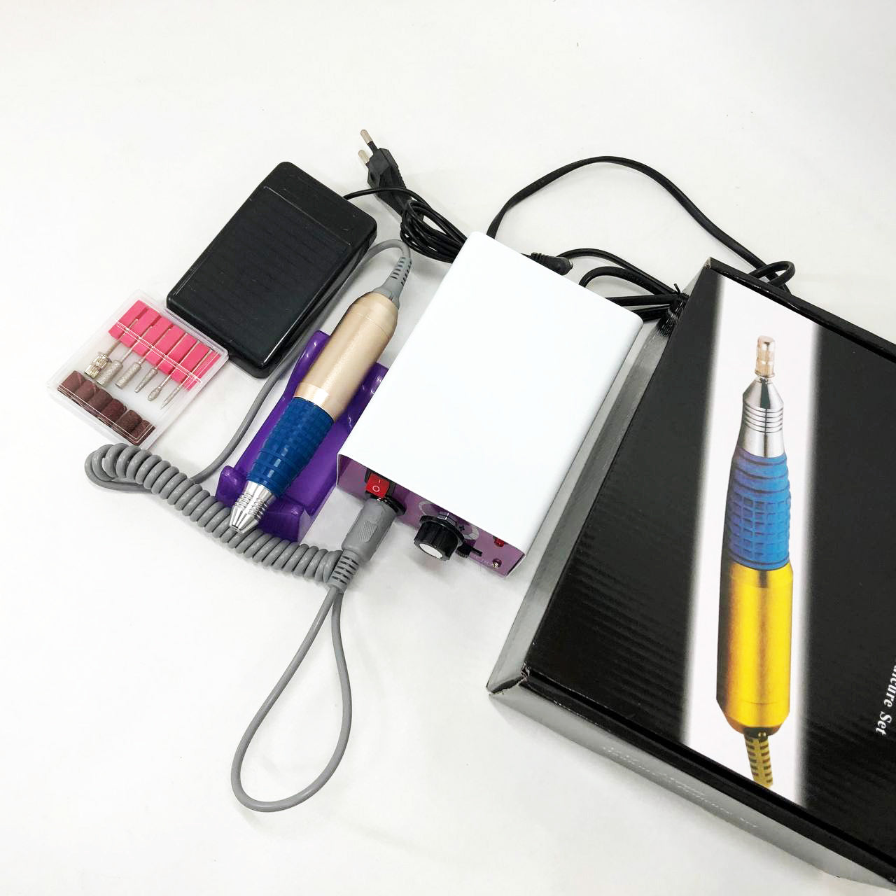 Фрезер для маникюра с педалью для ноги DM4, мощный маникюрный фрезер, фрезер с насадками для маникюра