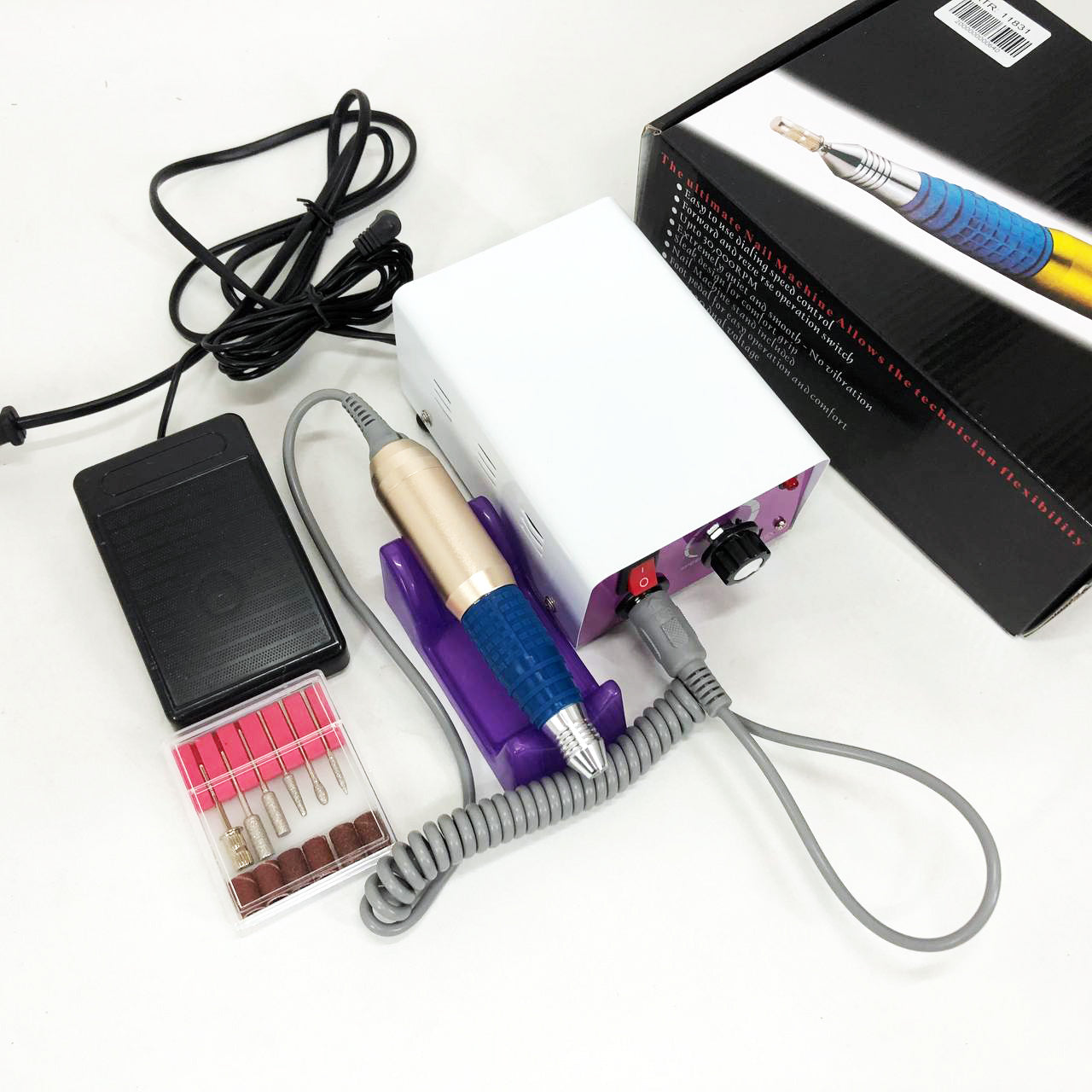 Фрезер для маникюра с педалью для ноги DM4, мощный маникюрный фрезер, фрезер с насадками для маникюра