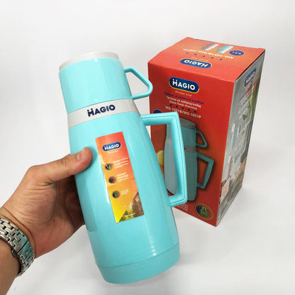 Термос Magio MG-1051B со стеклянной колбой, Хороший небольшой термос, Термос для воды. Цвет: голубой