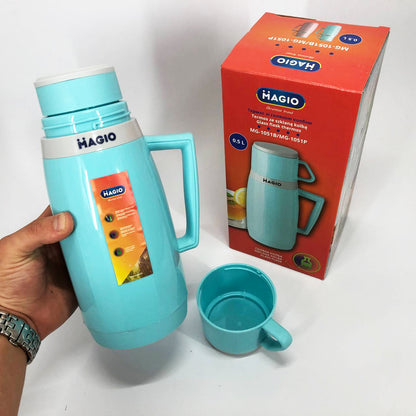 Термос Magio MG-1051B со стеклянной колбой, Хороший небольшой термос, Термос для воды. Цвет: голубой