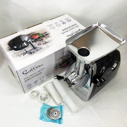 Мясорубка Suntera SMG-5418B 1800 Вт, электромясорубка для шинковки, мясорубка электрическая металл