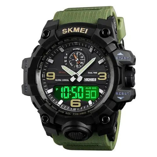 Часы наручные мужские SKMEI 1586AG ARMY GREEN, мужские армейские водостойкие тактические. Цвет: зеленый