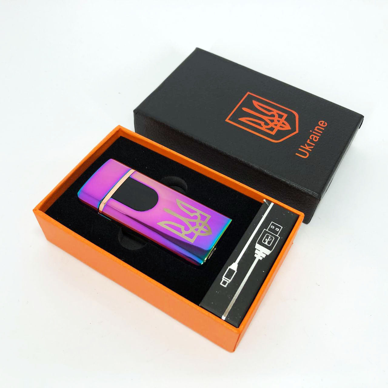 Электрическая и газовая зажигалка Украина, аккумуляторная зажигалка спиральная HL-431. Цвет: хамелеон