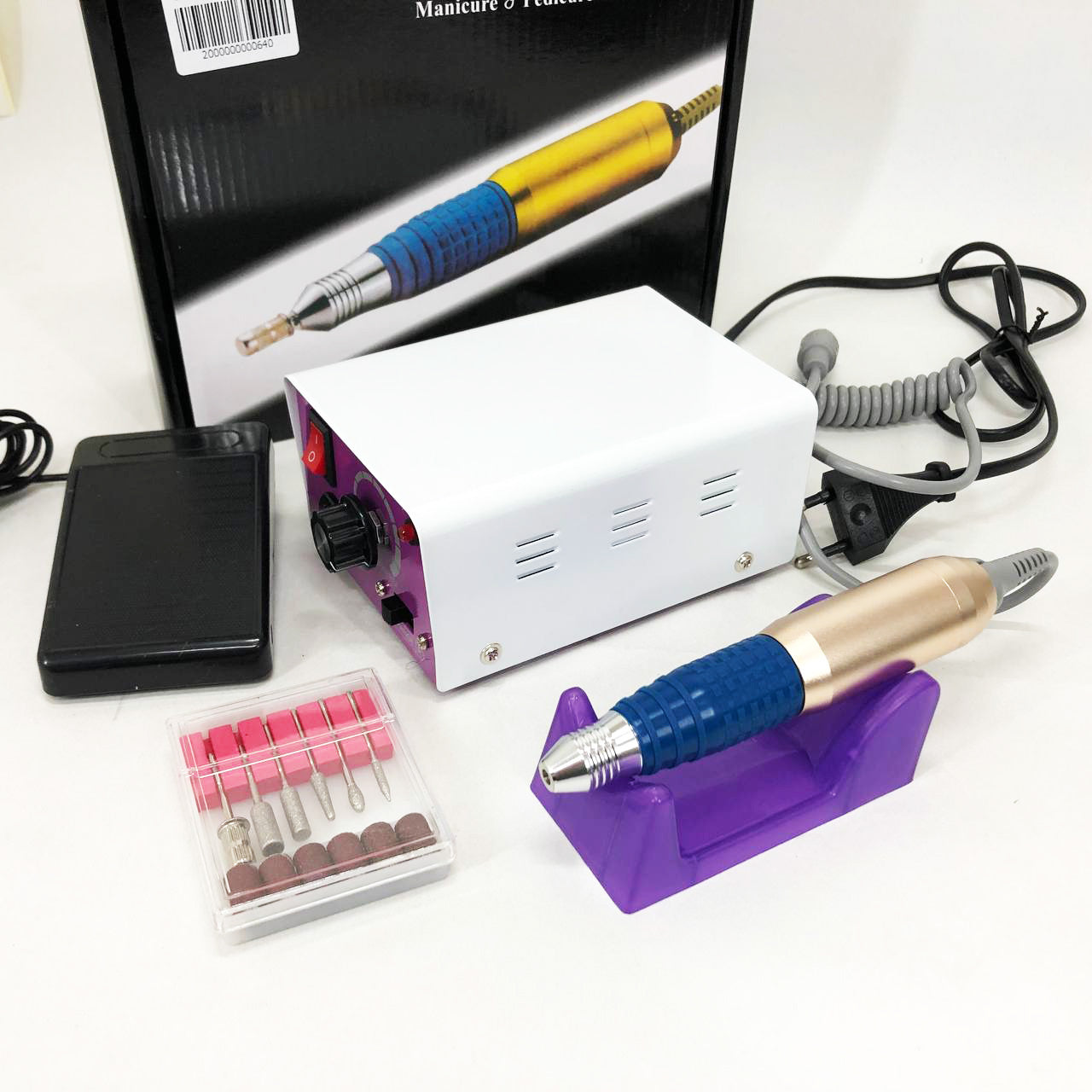 Фрезер для маникюра с педалью для ноги DM4, мощный маникюрный фрезер, фрезер с насадками для маникюра