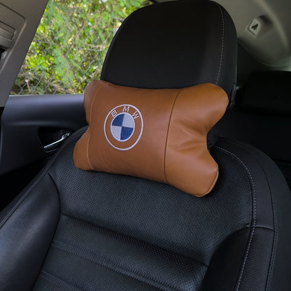 Комплект автоподушек 2шт из натуральной коричневой кожи для BMW. Ортопедическая подушка в авто БМВ