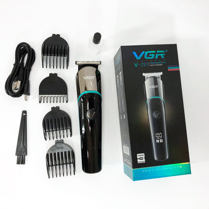 Профессиональная машинка для стрижки волос триммер VGR V-291 с насадками, электробритва. Цвет: зеленый
