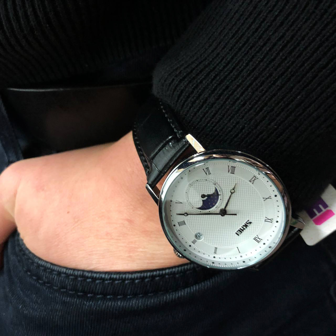 Часы наручные мужские SKMEI 9308SIBK, мужские часы стильные часы на руку, модные мужские часы круглые