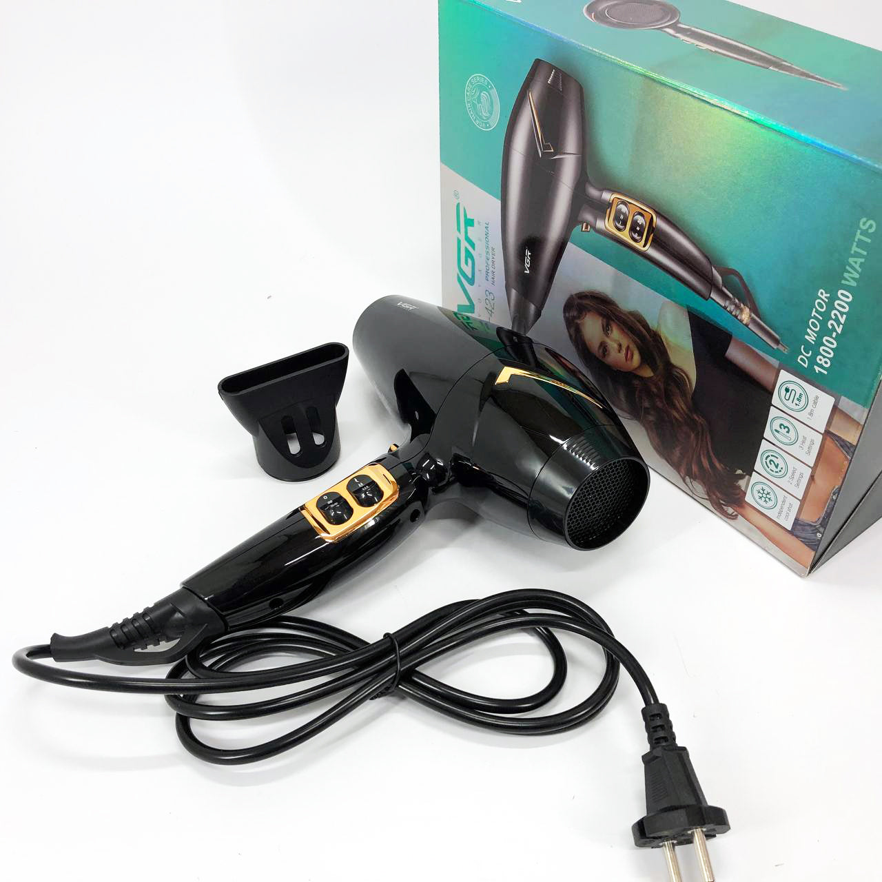 Мощный электрический профессиональный фен для волос VGR V-423 1800-2200W, Женский фен для волос