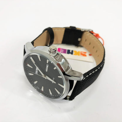 Часы наручные мужские SKMEI 9303SIBK, часы кварцевые мужские, стильные статусные наручные часы стрелочные