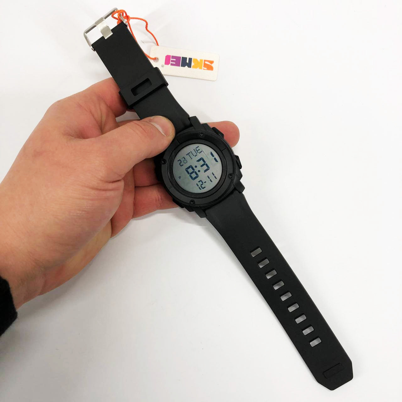 Часы наручные мужские SKMEI 1853BKWT BLACK-WHITE, армейские часы противоударные. Цвет: черный