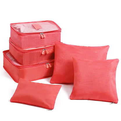 Набор дорожных органайзеров для вещей 6 шт. Цвет: розовый