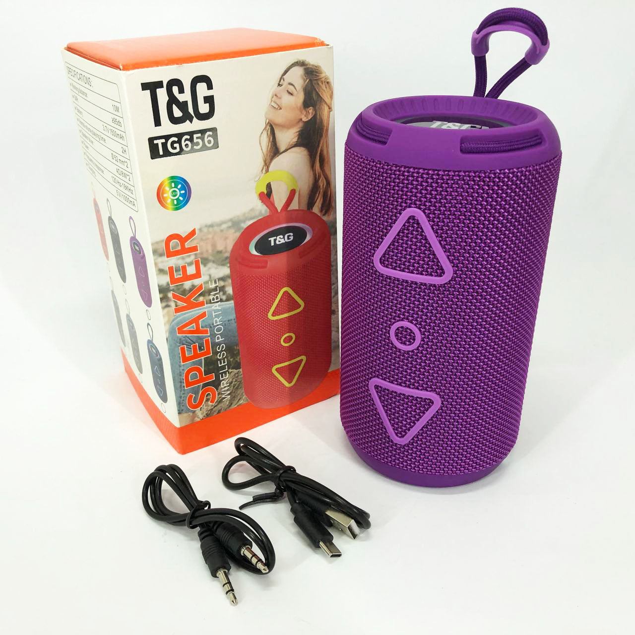 Bluetooth колонка портативная TG656 FM-радио, мощная переносная акустическая колонка. Цвет: фиолетовый