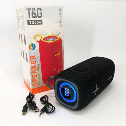Портативная Bluetooth колонка TG654 8W с подсветкой, аккумуляторная колонка для музыки. Цвет: черный