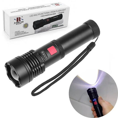 Фонарик светодиодный с аккумулятором X-Balog BL-X72-P90, фонарь ручной мощный, тактичный фонарь