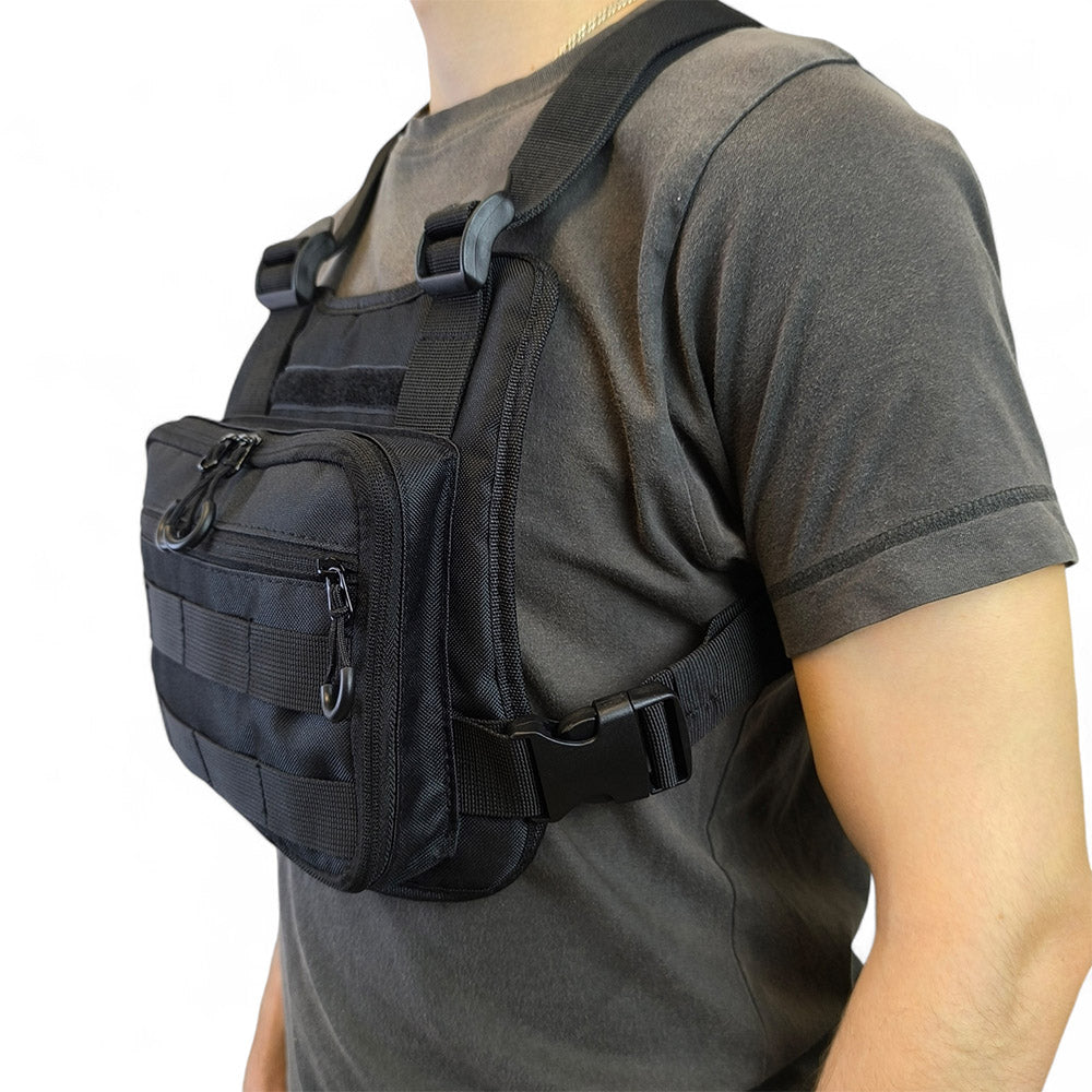Нагрудная тактическая сумка мужская, сумка через плечо черная разгрузка