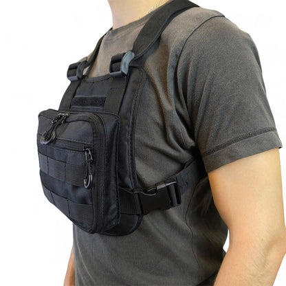 Нагрудная тактическая сумка мужская, сумка через плечо черная разгрузка