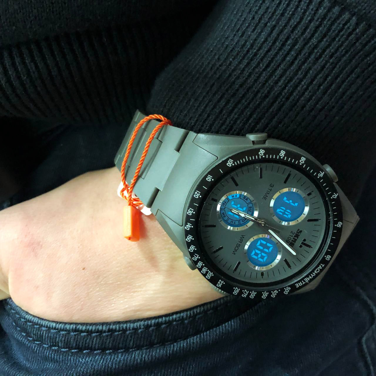 Часы наручные мужские SKMEI 2109GY, армейские часы противоударные, оригинальные мужские часы