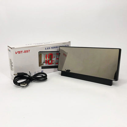 Часы сетевые настольные VST-897-5 (синяя подсветка, температура, от USB кабеля), Настольные LED часы