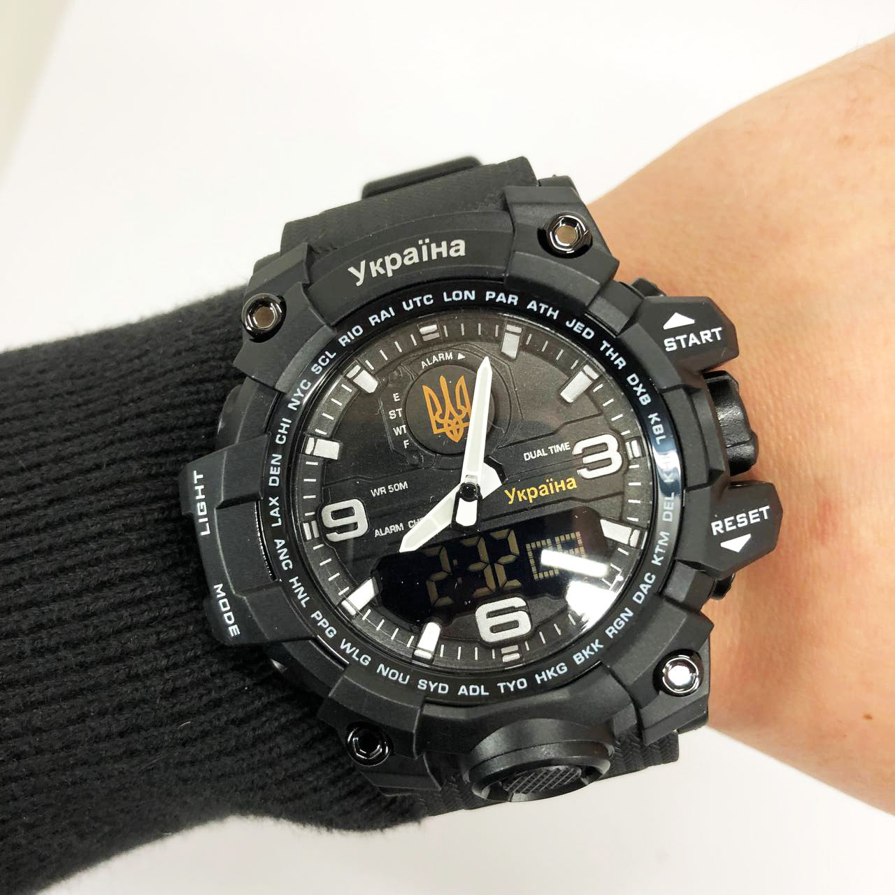 Часы наручные мужские SKMEI 6851/1586BK, Армейские часы противоударные, Водонепроницаемые мужские часы