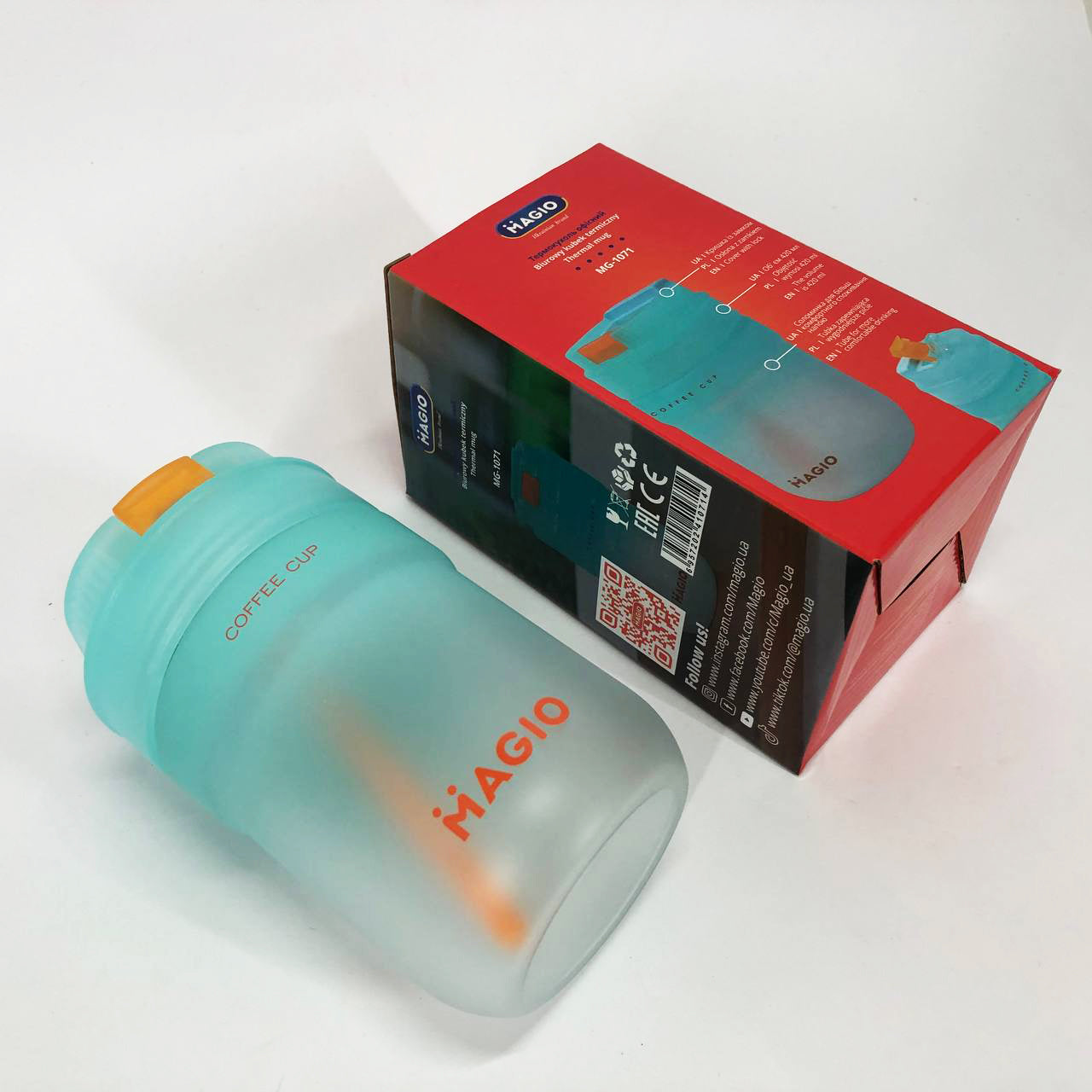 Термокружка офисная Magio MG-1071 420 мл, Термос туристический для напитков, Термосы для фитнеса