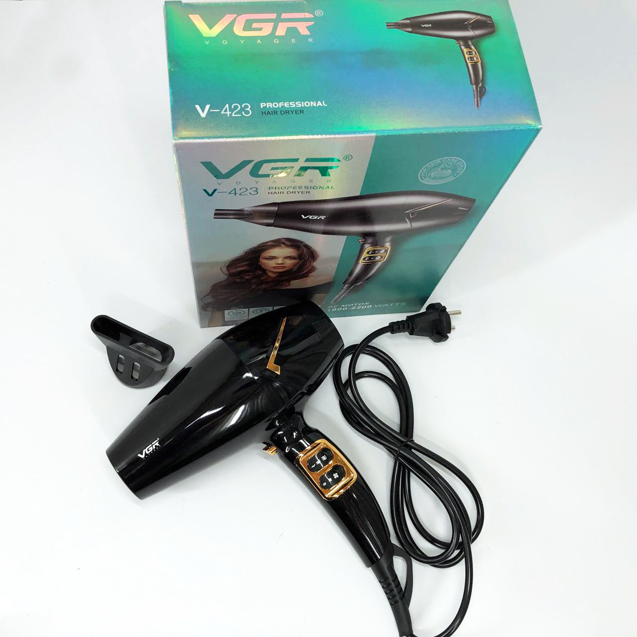 Мощный электрический профессиональный фен для волос VGR V-423 1800-2200W, Женский фен для волос