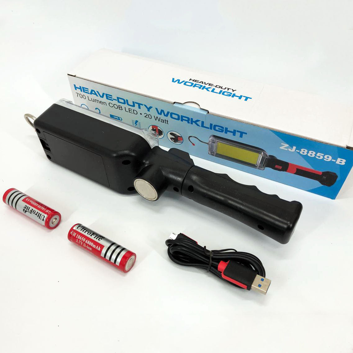 Фонарь кемпинговый ZJ-8859-COB-3 аккумуляторный 18650 х 2, зарядка от micro USB, с магнитом и крючком