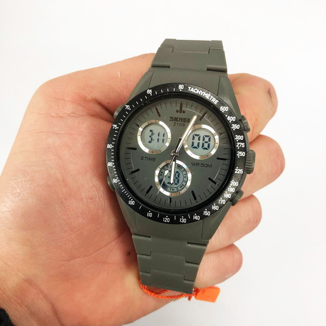 Часы наручные мужские SKMEI 2109GY, армейские часы противоударные, оригинальные мужские часы
