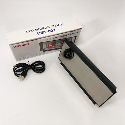 Часы сетевые настольные VST-897-5 (синяя подсветка, температура, от USB кабеля), Настольные LED часы