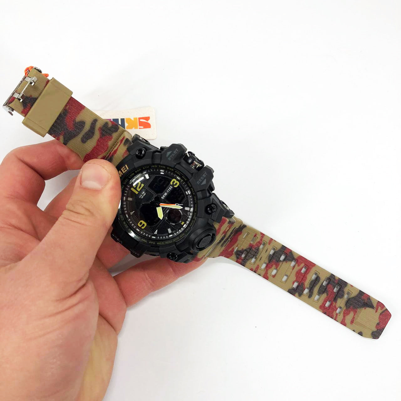 Часы наручные мужские SKMEI 1155BAG RED CAMO, брендовые мужские часы. Цвет: красный камуфляж