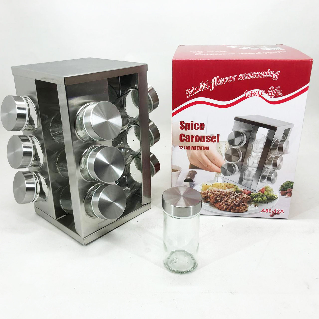 Набор емкостей для специй на подставке UNIQUE 12 в 1 Квадрат Органайзер для приправ, Стойка для специй