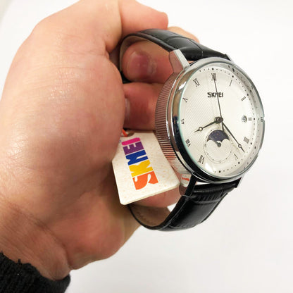 Часы наручные мужские SKMEI 9308SIBK, мужские часы стильные часы на руку, модные мужские часы круглые