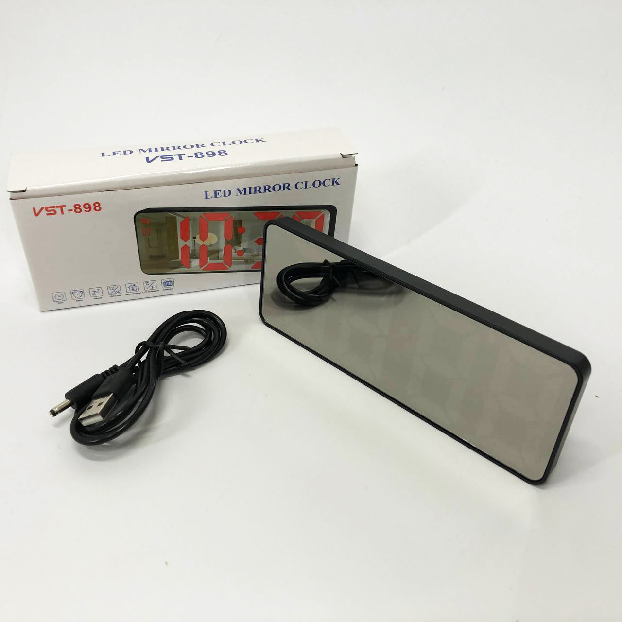 Электронные настольные LED часы от USB VST-898-1 с будильником и термометром, Настольные LED Лед часы