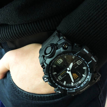 Часы наручные мужские SKMEI 6851/1586BK, Армейские часы противоударные, Водонепроницаемые мужские часы