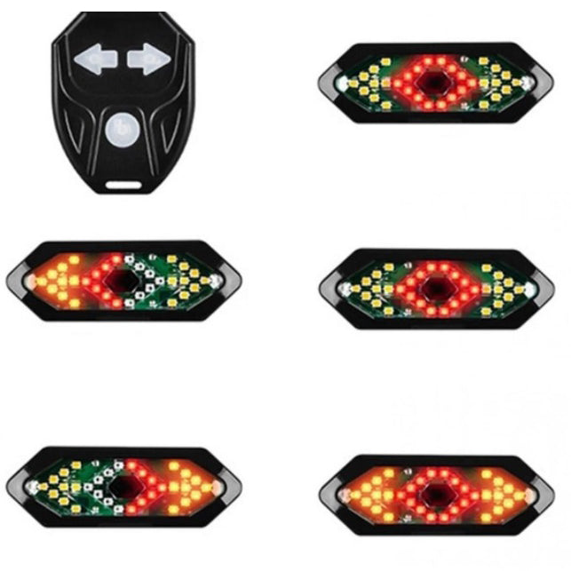 Фонарь велосипедный задний с указанием поворотов FY-1820 (red+yellow), Стоп-сигнал на раму велосипеда