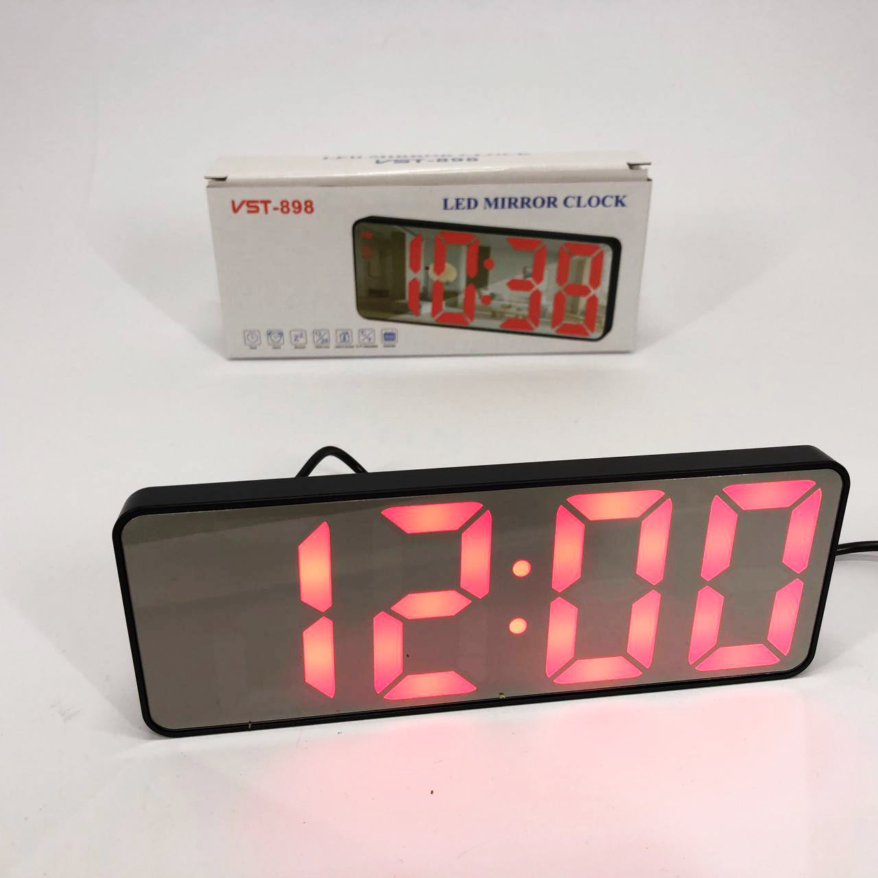 Электронные настольные LED часы от USB VST-898-1 с будильником и термометром, Настольные LED Лед часы