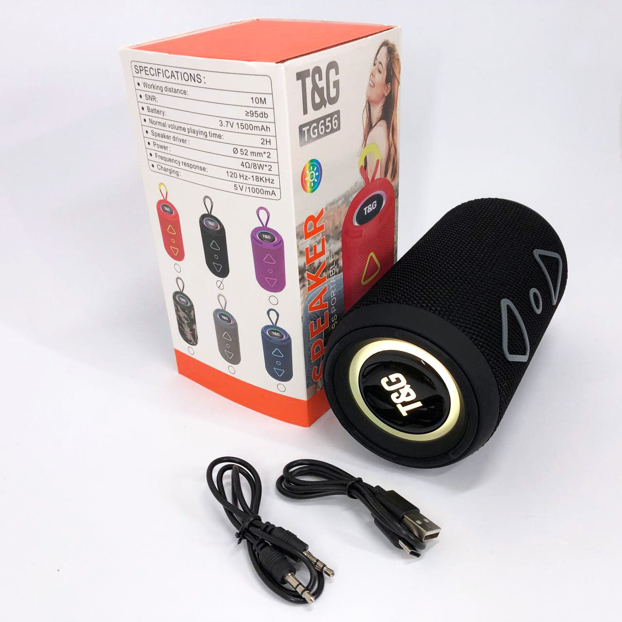 Bluetooth колонка портативная TG656 FM-радио, аккумуляторная колонка для музыки. Цвет: черный