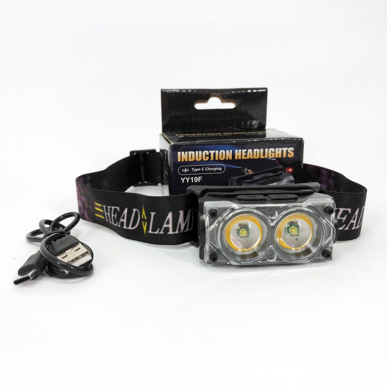 Фонарь налобный YY-19F-2XPE(white)+2COB(yellow), Налобный фонарь для автомеханика, Фонарик налобник