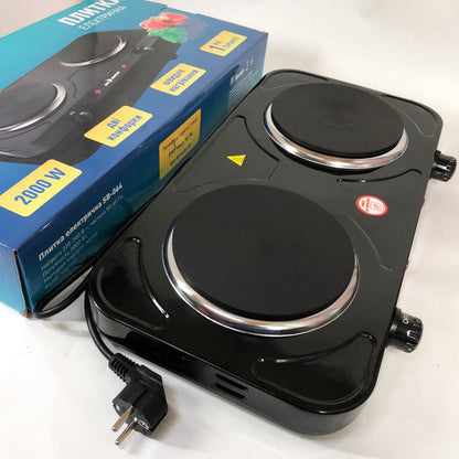 Настольная плита электрическая Sea Breeze SB-064 2000 Вт, переносная настольная электроплита. Цвет: черный