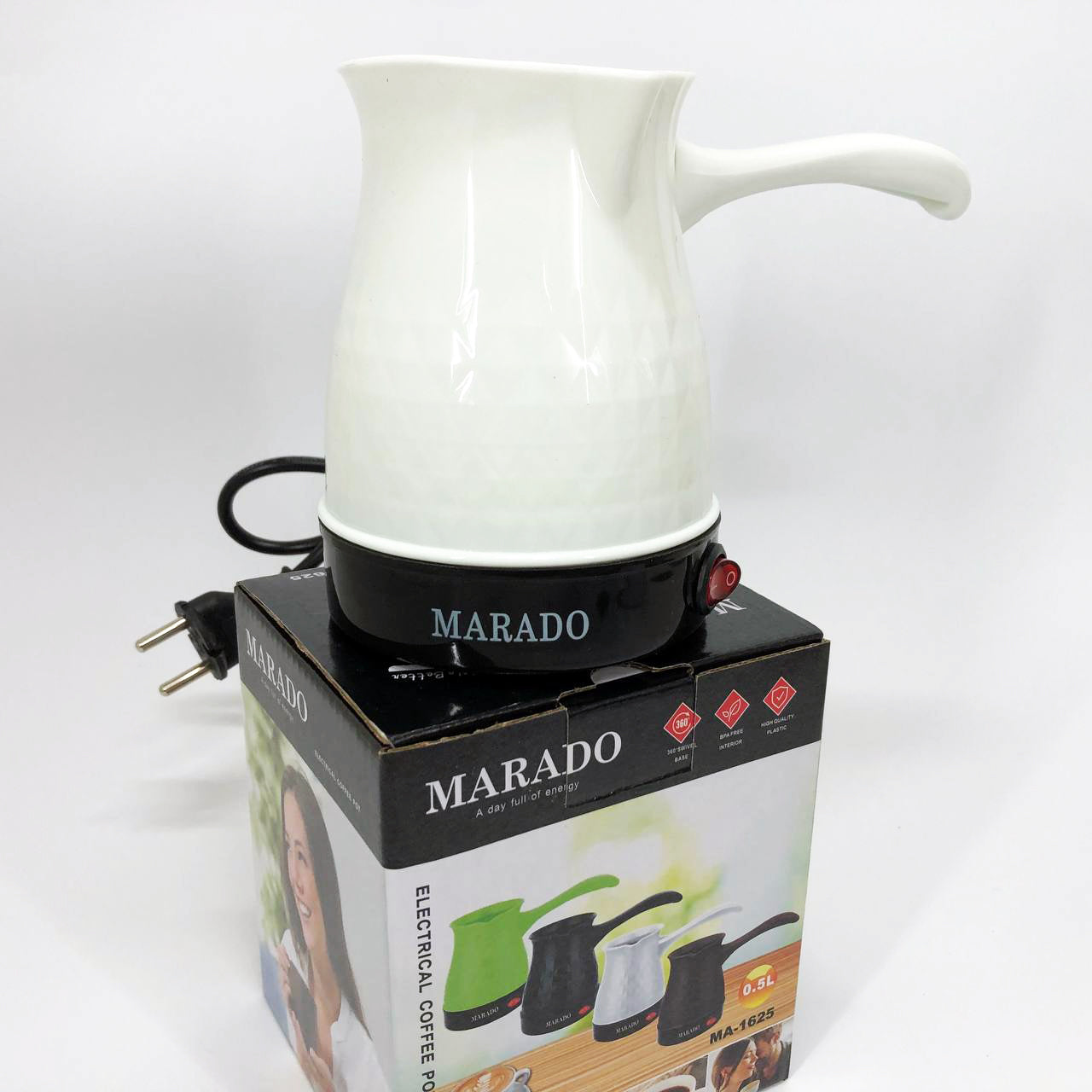 Электрическая турка для кофе Marado MA-1625, Турка для готовки кофе, Турка для заваривания. Цвет: белый